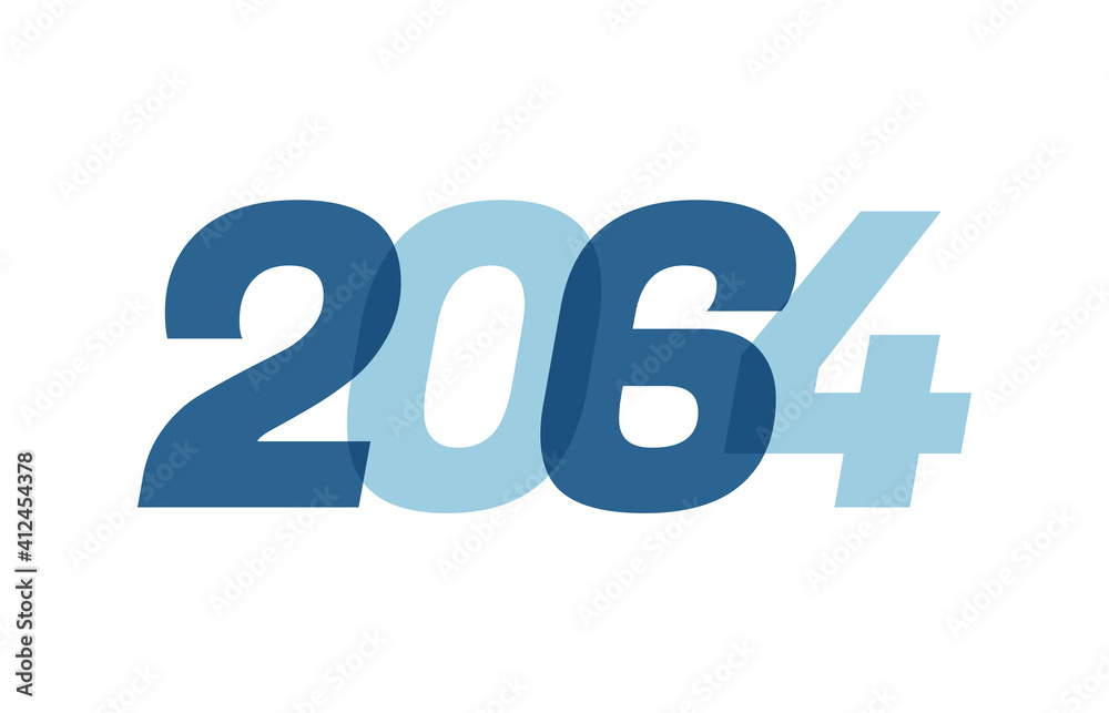 Happy New Year 2064 Text Design. 2064 Number logo design for Brochure design template, card, banner Isolated on white background. Vector illustration Happy New Year 2064 Text Design. 2064 Number logo design for Brochure design template, card, banner Isolated on white background. Vector illustration