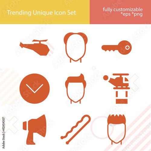 Simple set of confronting related filled icons.