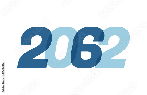 Happy New Year 2062 Text Design. 2062 Number logo design for Brochure design template, card, banner Isolated on white background. Vector illustration