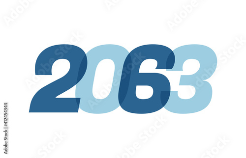 Happy New Year 2063 Text Design. 2063 Number logo design for Brochure design template, card, banner Isolated on white background. Vector illustration