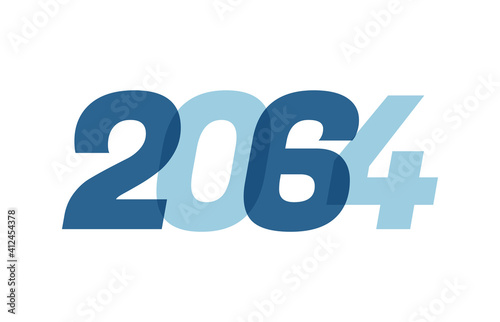 Happy New Year 2064 Text Design. 2064 Number logo design for Brochure design template, card, banner Isolated on white background. Vector illustration