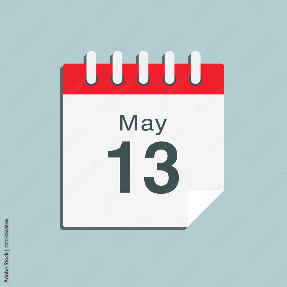 Icon day date 13 May, template calendar page Icon day date 13 May, template calendar page