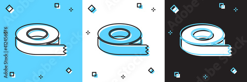 Set Scotch tape icon isolated on blue and white, black background. Insulating tape. Vector.