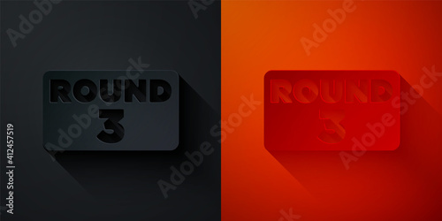 Paper cut Boxing ring board icon isolated on black and red background. Paper art style. Vector.