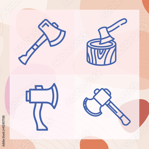 Simple set of axe throwing related lineal icons