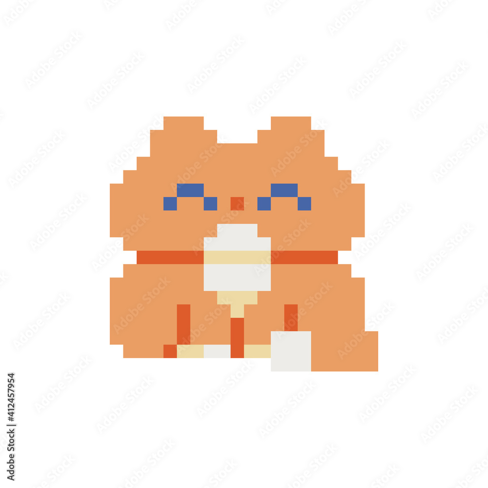 Cat pixel art icon isolated vector illustration. Cute pet. Stickers design. Logo design template for pet shops, veterinary clinics and animal shelters homeless. Cat pixel art icon isolated vector illustration. Cute pet. Stickers design. Logo design template for pet shops, veterinary clinics and animal shelters homeless.