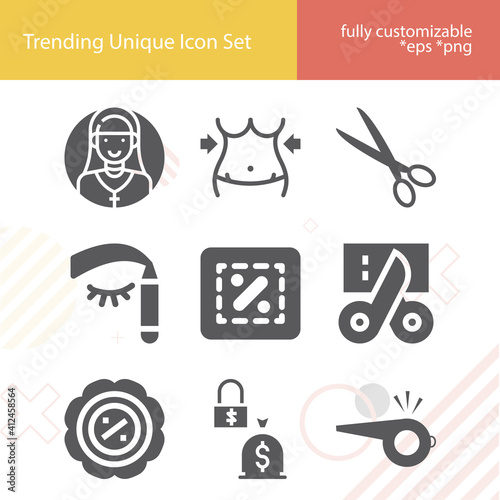 Simple set of reduction related filled icons.