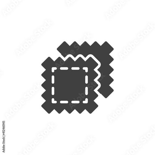 Fabric patch piece vector icon. filled flat sign for mobile concept and web design. Fabric swatch glyph icon. Symbol, logo illustration. Vector graphics