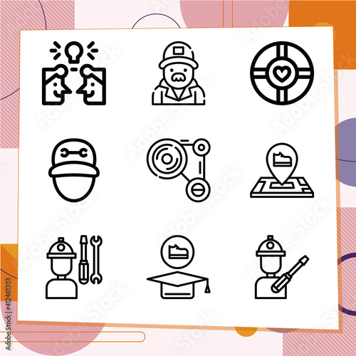 Simple set of 9 icons related to comprises