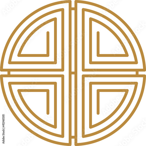 Chinese round frame and outline elements. Oriental decorations.