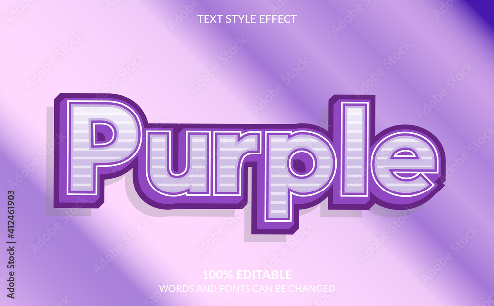 Editable Text Effect, Cute Purple Text Style
