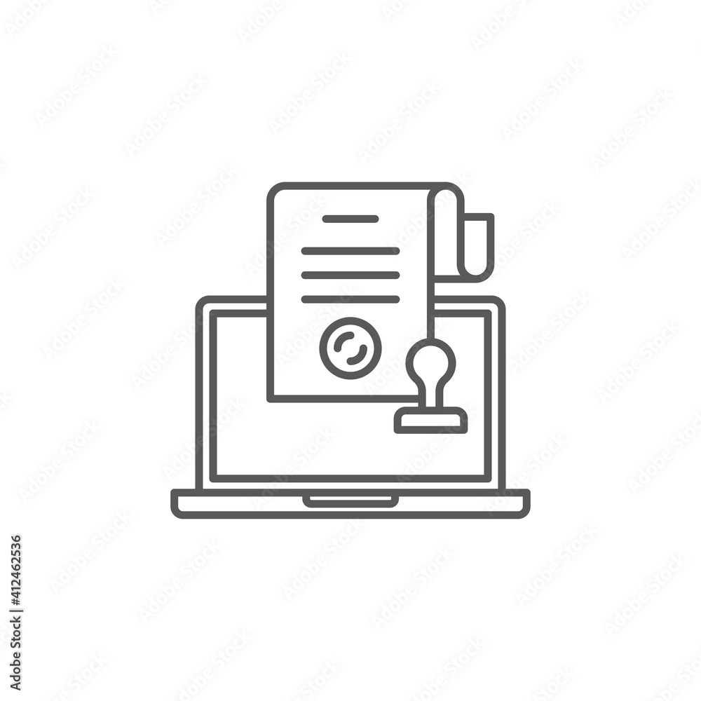 online-electronic-notarial-stamp-icon-color-line-outline-vector-sign