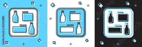 Set Beer menu icon isolated on blue and white, black background. Beer restaurant brochure. Vector.