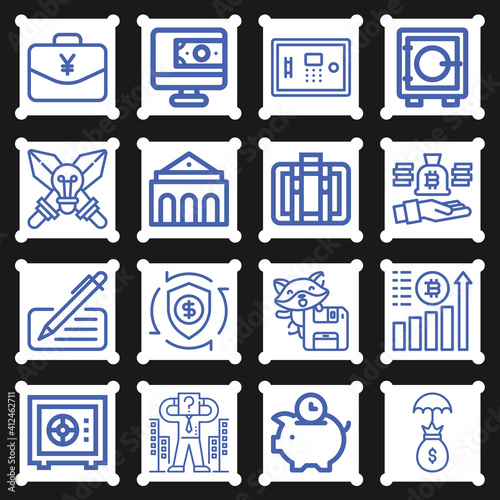 16 pack of deposit  lineal web icons set