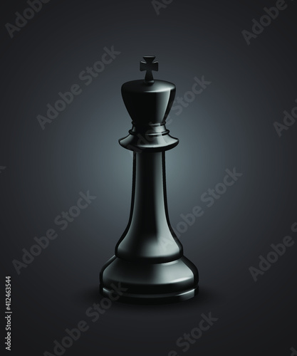 Chess king with black background trendy 3d render illustration.