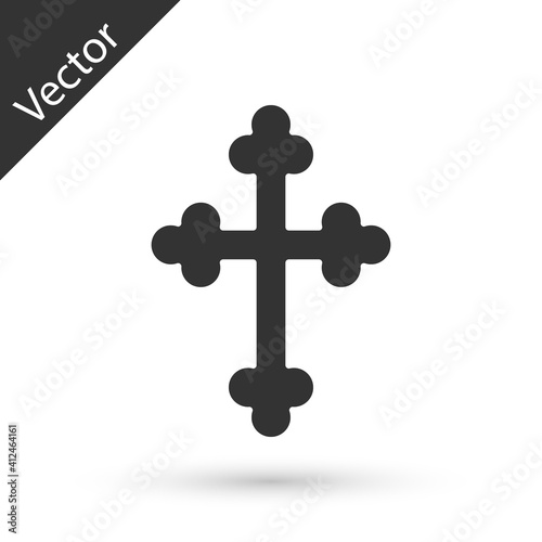 Grey Christian cross icon isolated on white background. Church cross. Vector.