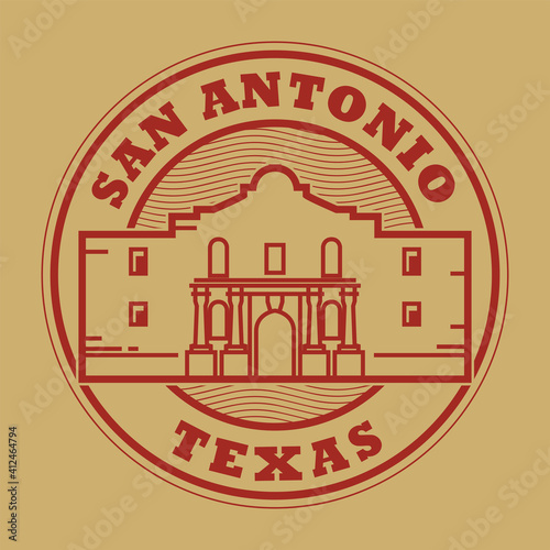 Tela Stamp or label with words San Antonio, Texas