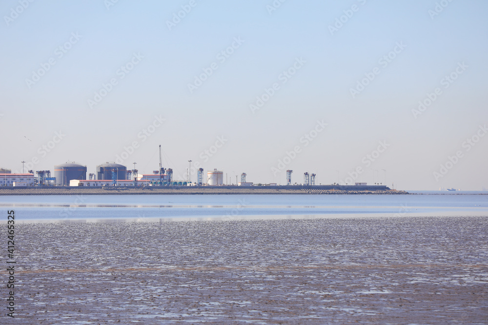 Prospect of artificial island 1 in Hebei Tangshan, Hebei Province, China