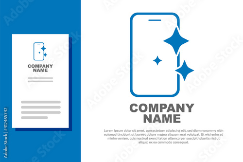 Blue Glass screen protector for smartphone icon isolated on white background. Protective film for glass. Transparent soft glass for mobile phone. Logo design template element. Vector.