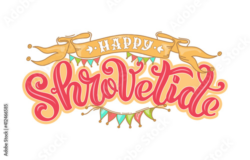 Vector illustration for the traditional festival Shrovetide. Hand-drawn lettering for cards, banners, posters and any type of artwork for holiday Carnival.