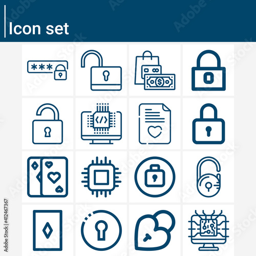 Simple set of mother board related lineal icons.