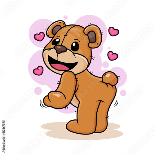 Cute Bear with Love Cartoon Vector Icon Illustration. Animal Icon Concept Isolated on White Background