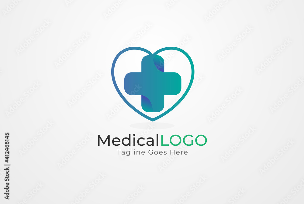 Medical Logo, Green Heart line with icon icon inside, flat design logo template, vector illustration Medical Logo, Green Heart line with icon icon inside, flat design logo template, vector illustration