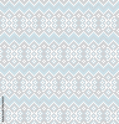Ice Blue Christmas Fair Isle Seamless Pattern Background