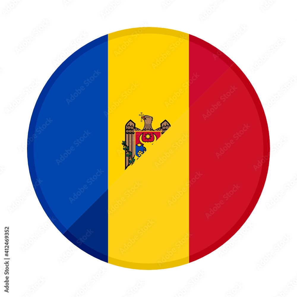Obraz premium round icon with united moldova and romania flags