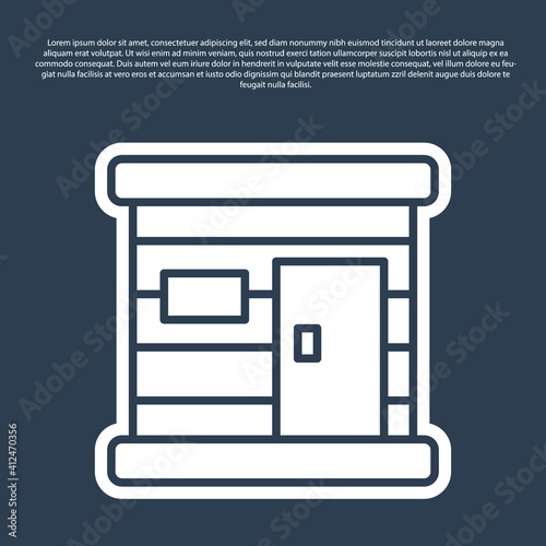 Blue line Sauna wooden bathhouse icon isolated on blue background. Heat spa relaxation therapy bath and hot steam healthcare, relax therapy. Vector.