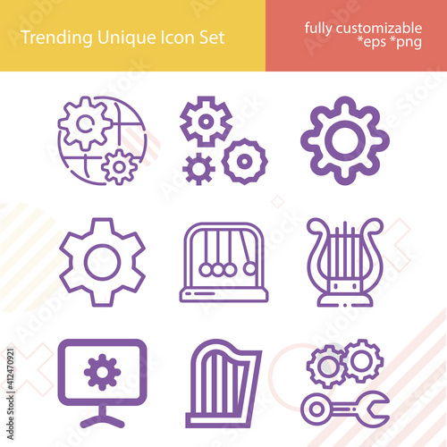 Simple set of mechanics related lineal icons.