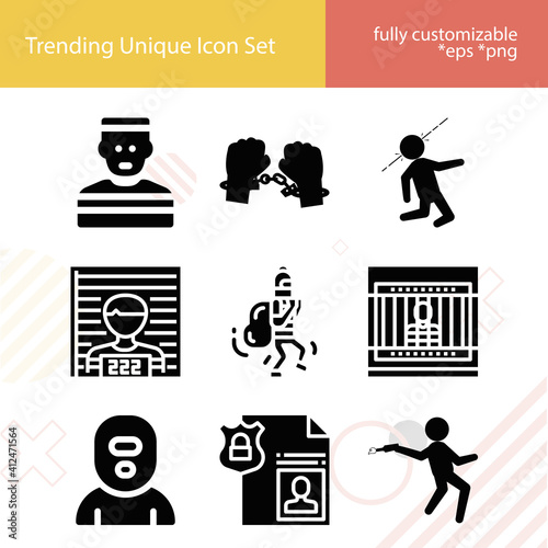 Simple set of convictions related filled icons.
