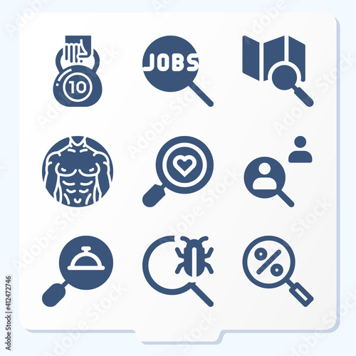 Simple set of 9 icons related to suitable