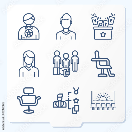 Simple set of 9 icons related to incumbent