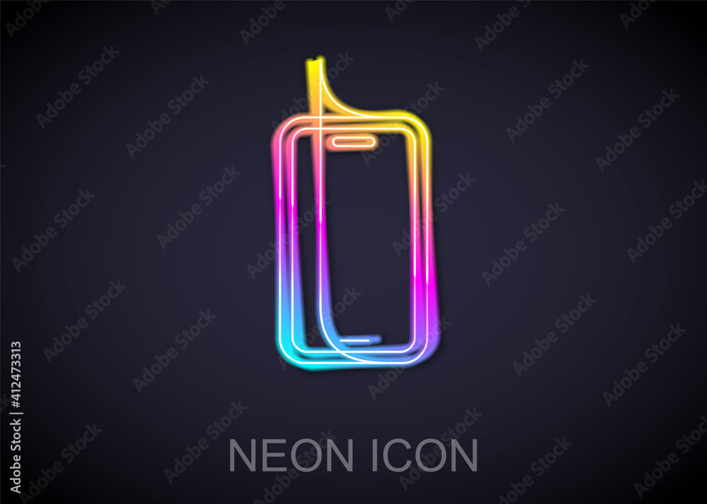Glowing neon line Glass screen protector for smartphone icon isolated on black background. Protective film for glass. Transparent soft glass for mobile phone. Vector. Glowing neon line Glass screen protector for smartphone icon isolated on black background. Protective film for glass. Transparent soft glass for mobile phone. Vector.