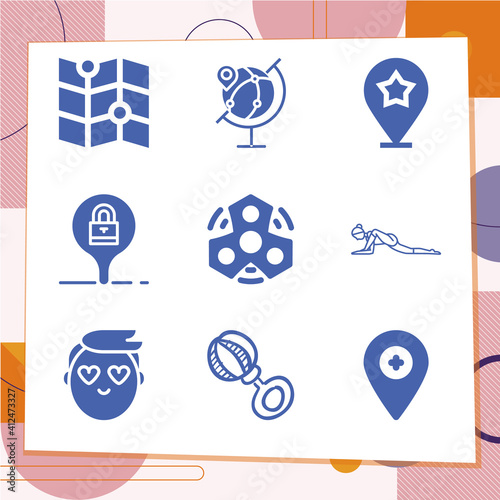 Simple set of 9 icons related to act