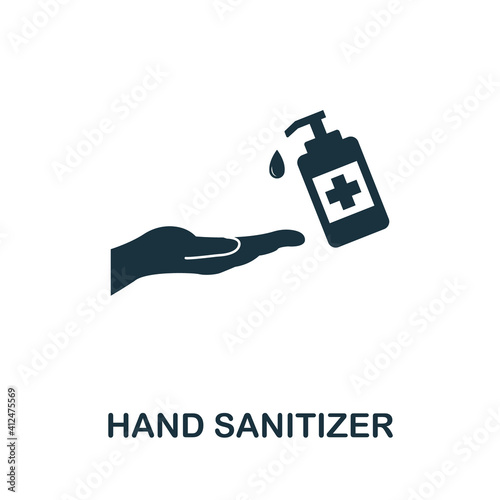 Hand Sanitizer icon. Simple element from new normality collection. Filled monochrome Hand Sanitizer icon for templates, infographics and banners