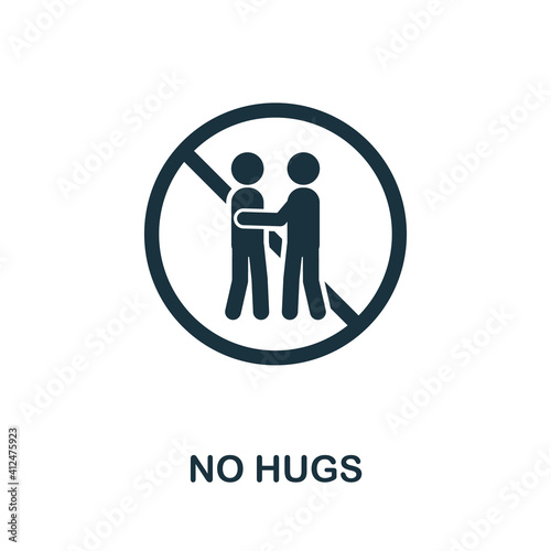 No Hugs icon. Simple element from new normality collection. Filled monochrome No Hugs icon for templates, infographics and banners