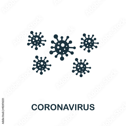 Coronavirus icon. Simple element from new normality collection. Filled monochrome Coronavirus icon for templates, infographics and banners