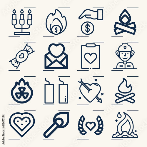 Simple set of passion related lineal icons.