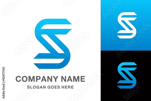 Geometric Monogram Letter S Vector Logo Design Template