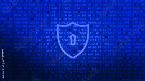 Shield With Keyhole icon on digital data. Anti virus, Data Protection And Cyber security Concept. © ImagesRouges