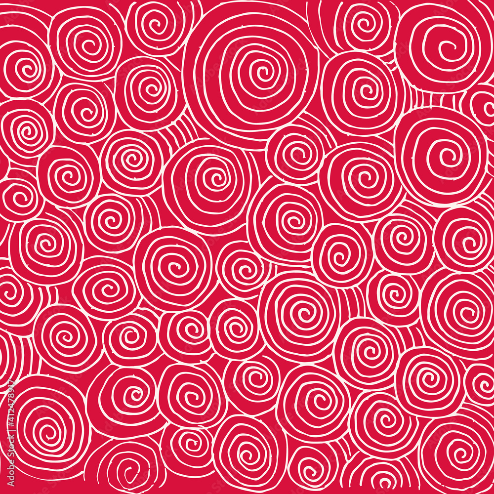 spiral background on red. Vector image of spirals.