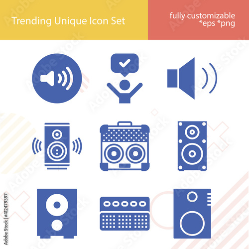 Simple set of explaining related filled icons.