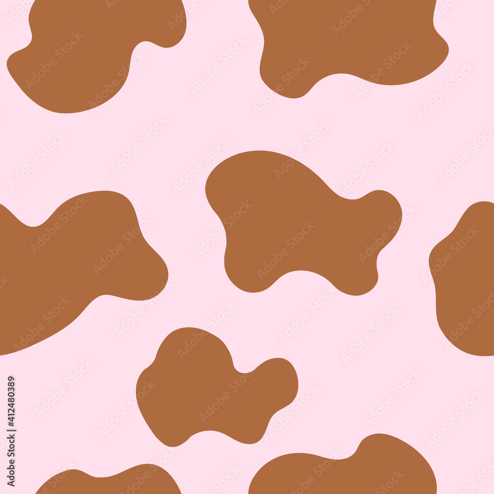 Seamless pattern with large cow spots in brown, beige colors. Mosaic and terrazzo texture. For decor, textiles, fabrics, packaging, wrapping paper, wallpaper, design, banners, templates