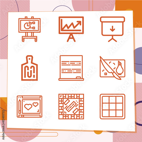 Simple set of 9 icons related to control panel
