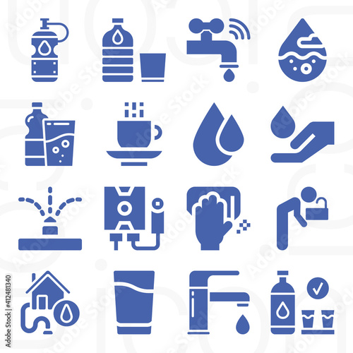16 pack of artificial lake  filled web icons set