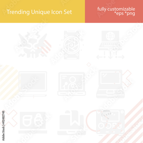 Simple set of electron optics related filled icons.