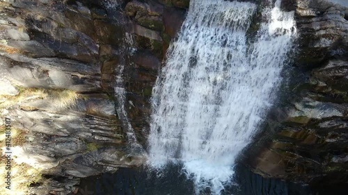 Aerial view of Popina Laka waterfall near town of Sandanski, Pirin Mountain, Bulgaria
 photo