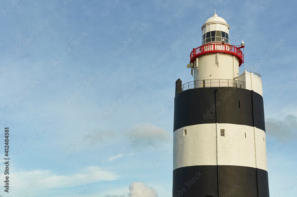 The Top of Hook Lighthouse at Hook Point on the Hook Peninsula of County Wexford, Southern Ireland, on one fine Autumn Evening.